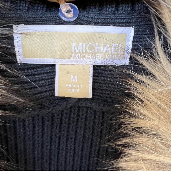 MICHAEL KORS ANGORA BLEND FUR COLLAR BUCKLE SWEATER NAVY BLUE SIZE MEDIUM - Picture 6 of 14